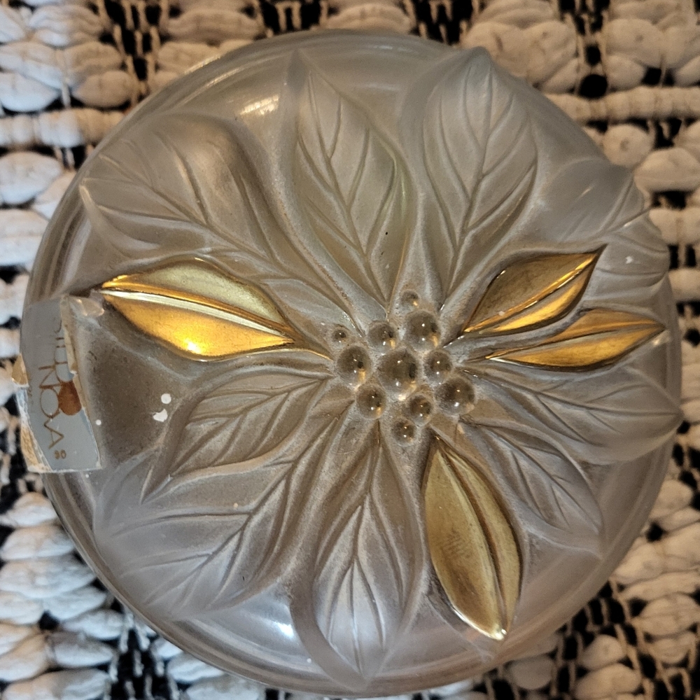 Glass and gold 2 toned lidded candy dish by Studio Nova Tags on